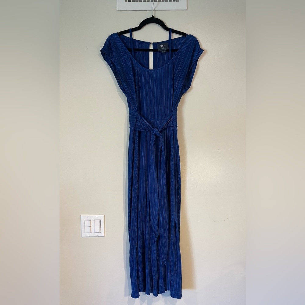 Anthropologie Maeve Royal Blue Pleated Romper